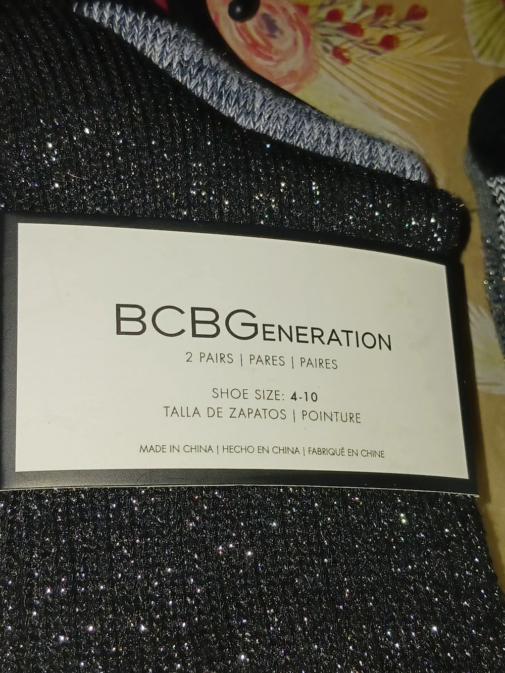 BCBGeneration Vince Camuto Black Grey Metallic Crew Socks Sparkle Thin Stripes